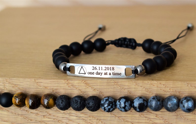 Aa anniversary gift sober bracelet sober gift sober af 1 year Etsy
