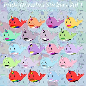 Narwhal LGBT+ Pride - Gay, Lesbian, Bisexual, Pansexual, Transgender, Asexual, Non-Binary, Genderfluid, Demisexual, Aromantic - Stickers
