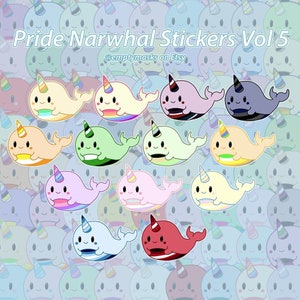 Narwhal LGBT+ Pride - Neopronouns, Xenogender, Genderpunk, Gendervoid, Maverique, Cassgender, Neutrois, Catgender, Genderfluff - Stickers