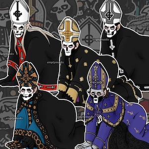 Baby Girl Ghost Papa Stickers - Papa Emeritus, Papa Primo, Papa Secondo, Papa Terzo, Cardinal Copia, Papa Perpetua