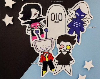 Deltarune Undertale Pixel Chibi Stickers - Mettaton EX, Napstablook, Rouxls Kaard, Tenna, Spamton