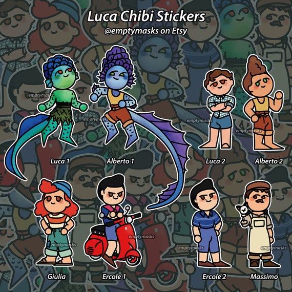 Luca Chibi Stickers Luca Paguro Alberto Scorfano Giulia 