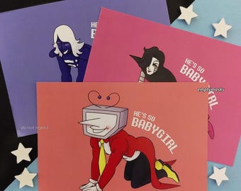 Deltarune Undertale Baby Girl A6 Prints - Tenna, Mettaton EX, Rouxls Kaard