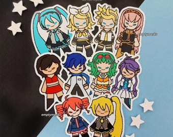 VSynths Pixel Chibi Stickers - Vocaloid, Hatsune Miku, Kagamine Rin, Len, Megurine Luka, Kaito, Meiko, Gumi, Gakupo, Kasane Teto, Akita Neru