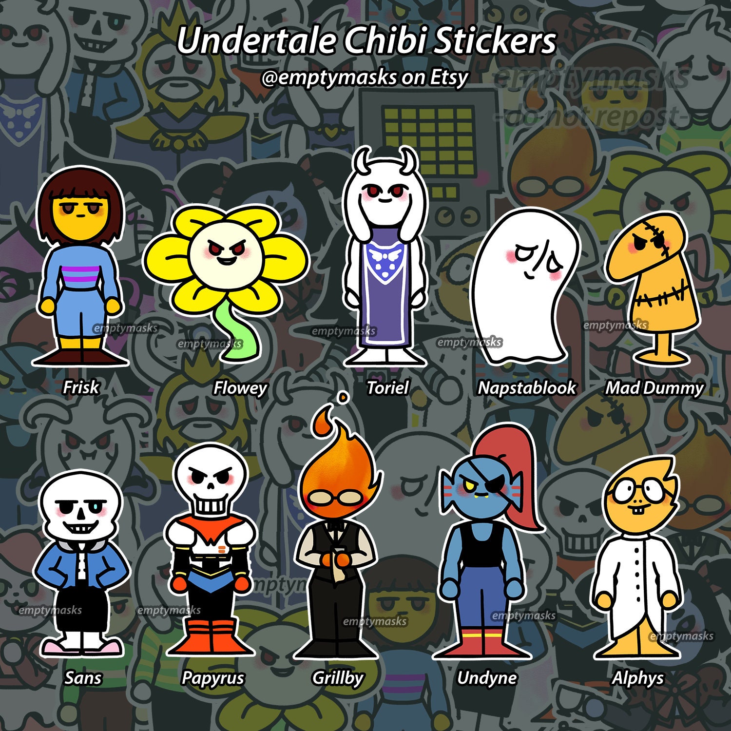 Undertale Chibi Stickers Frisk Sans Papyrus Mettaton Etsy