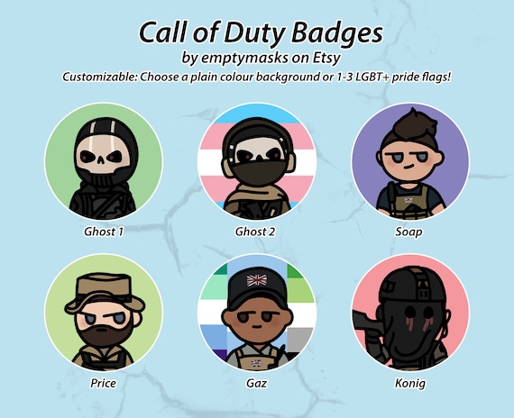 Call of Duty Chibi Badges Simon Ghost Riley Johnny Soap 