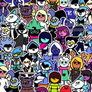 deltarune Chibi Stickers - Kris, Susie, Ralsei, Lancer, Noelle, Rouxls Kaard, Jevil, Queen, Spamton, King, Seam, Berdly, Swatch