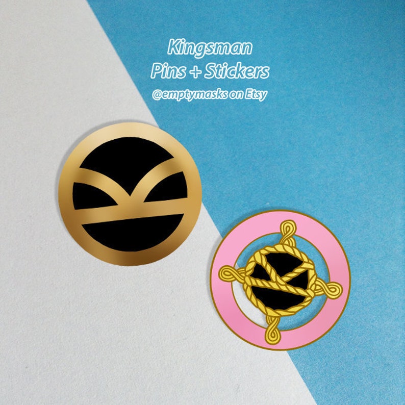 Kingsman Wooden Pins and Stickers IN STOCK