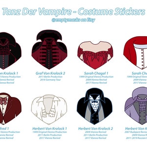Tanz Der Vampire / Dance of the Vampires - Graf von Krolock, Sarah Chagal, Alfred, Herbert von Krolock - Costume Stickers