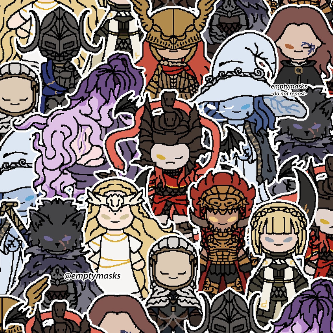 Radahn Sticker Elden Ring Pixel Chibi Stickers - Blaidd, Malenia, Melina, Messmer ...