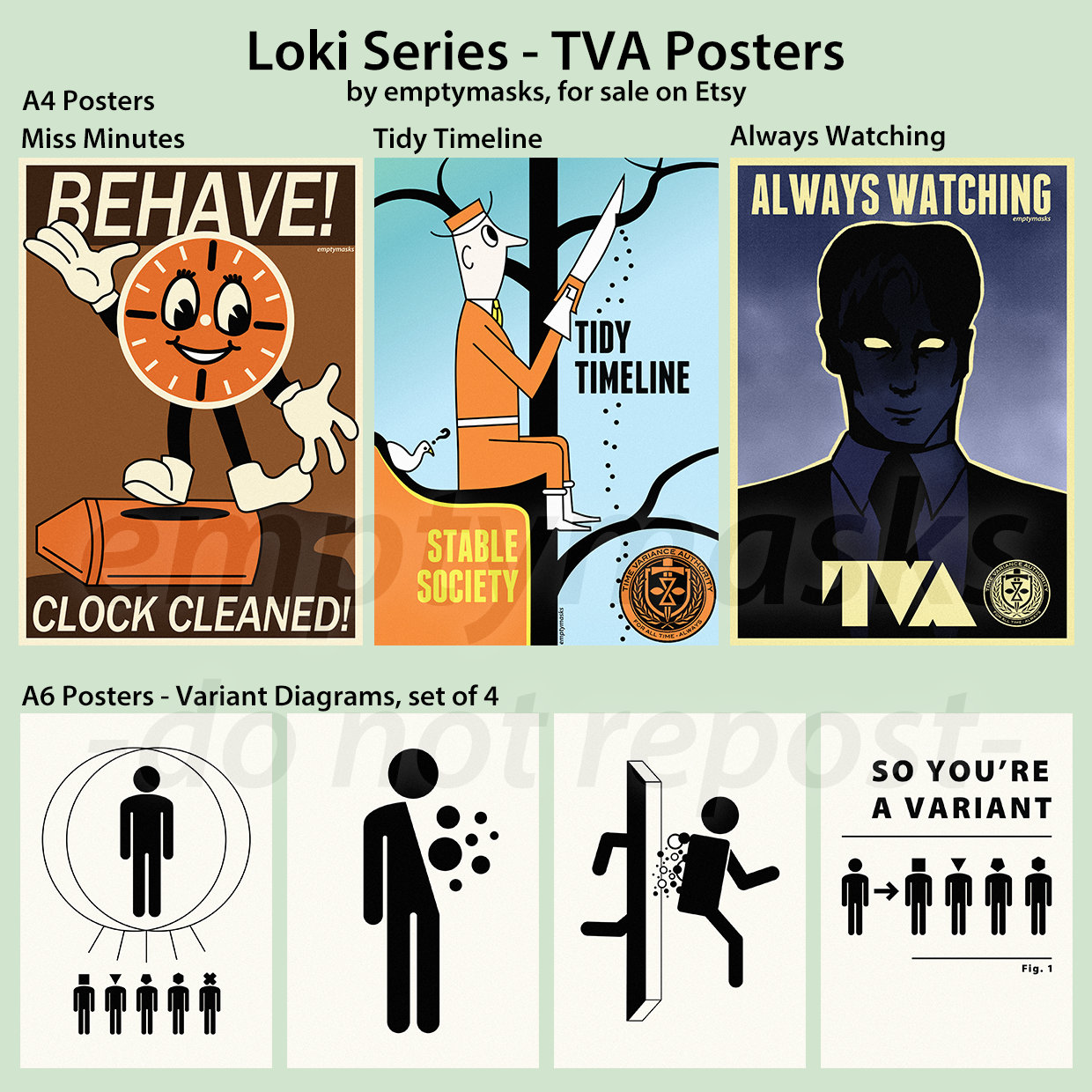 TVA Poster Replicas - A4 & A6 Posters / Prints - Loki Series, Marvel, MCU, Avengers, Cosplay Prop