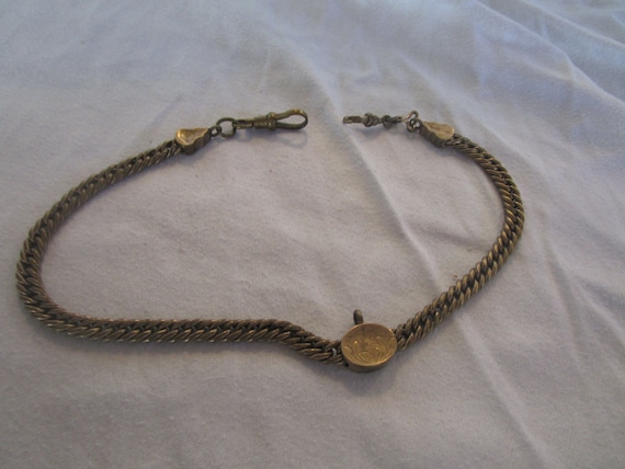 19th C Antique Victorian Pocket Watch Chain with … - image 1