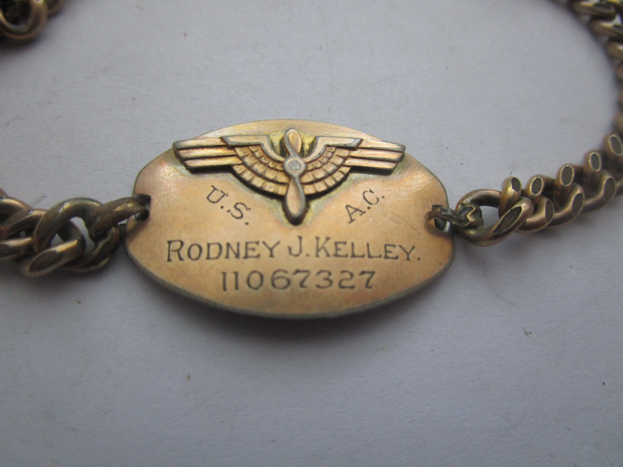 World War 2 U S Air Force Gold Filled ID Bracelet Wings 1942 World War 2 U S Air Force Gold Filled ID Bracelet Wings 1942