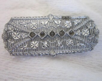 Antique Victorian Filigree Fancy Brooch with Stones