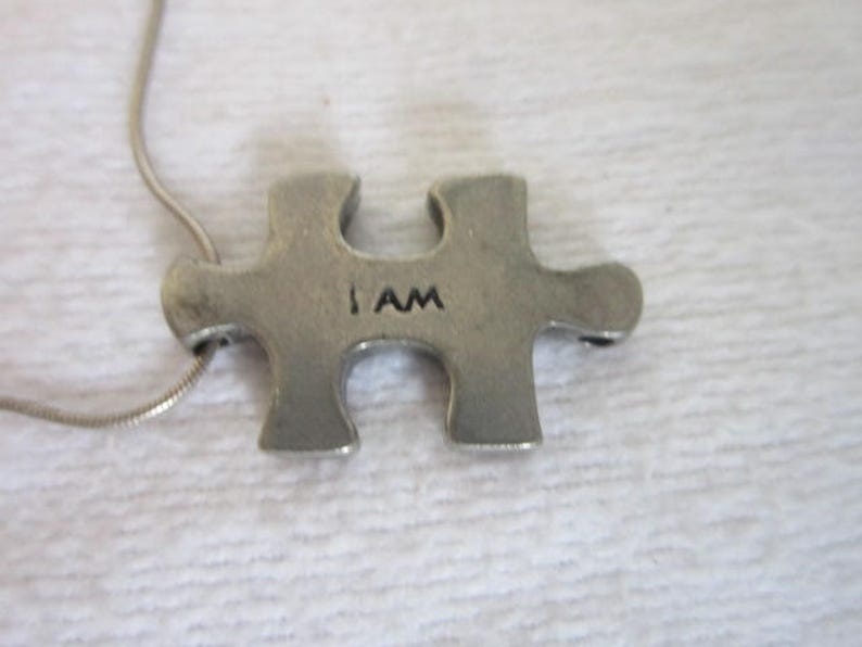 Retro Sterling Silver Snake Chain Necklace with Puzzle piece Pendant Possibilities I Am