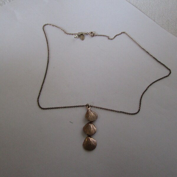 Vintage Designer Betsy Frost Sterling Silver Chain Necklace with Seashell Pendant