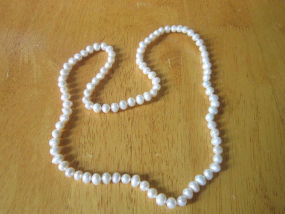 Vintage Real Natural Large Pearl Necklace 27 inch - image 1