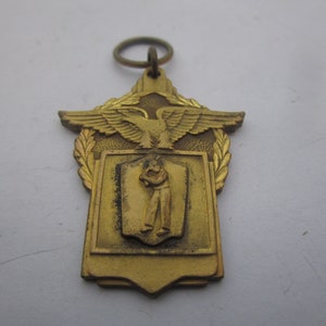 1949 Antique Dore Bronze Baseball Medal Eagle Baseball Batter