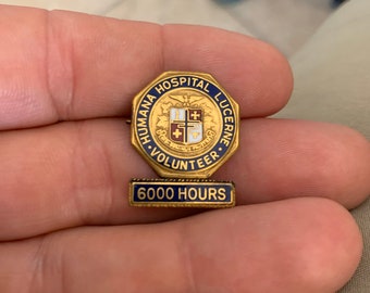 Vintage Hospital Of Saint Raphael Gold Tone Metal and Enamel Lapel Pin Vintage Hospital Of Saint Raphael Gold Tone Metal and Enamel Lapel Pin