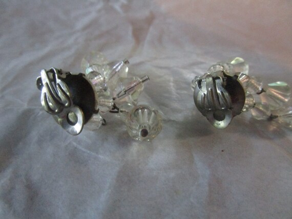 Antique West German Clear Cut Crystal Beaded Clip… - image 3
