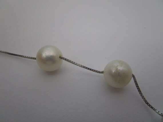 Vintage 14K White Gold & Real Pearl Beaded Neckla… - image 4