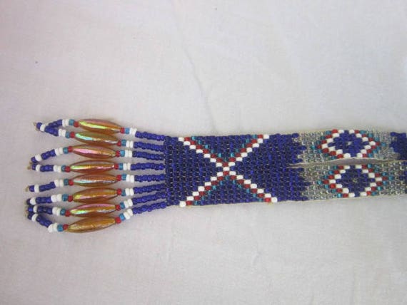 Wonderful Native American Glass Beaded Fancy Sash… - image 5