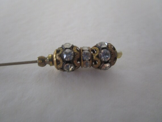 Antique Fancy Ladies Hat Pin with Rhinestones - image 2