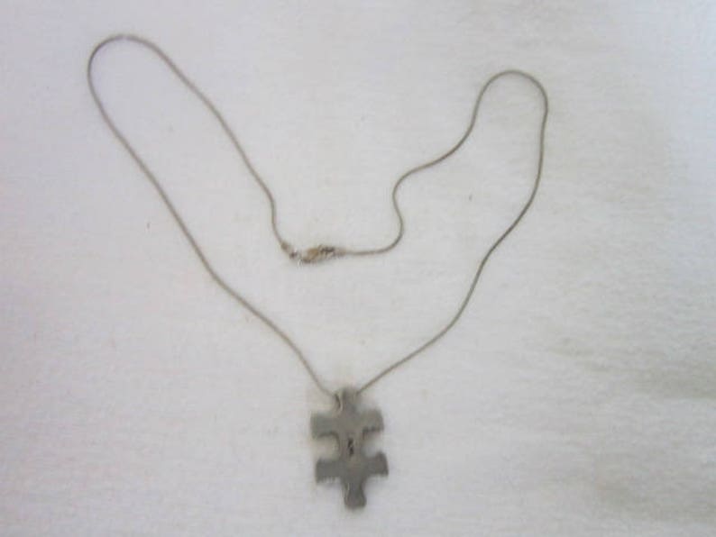 Retro Sterling Silver Snake Chain Necklace with Puzzle piece Pendant Possibilities I Am