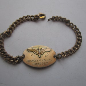 World War 2 U S Air Force Gold Filled ID Bracelet Wings 1942