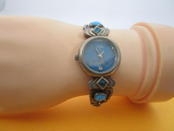 Vtg Artist Signed RB Native American Ladies Watch Band  display picture 1