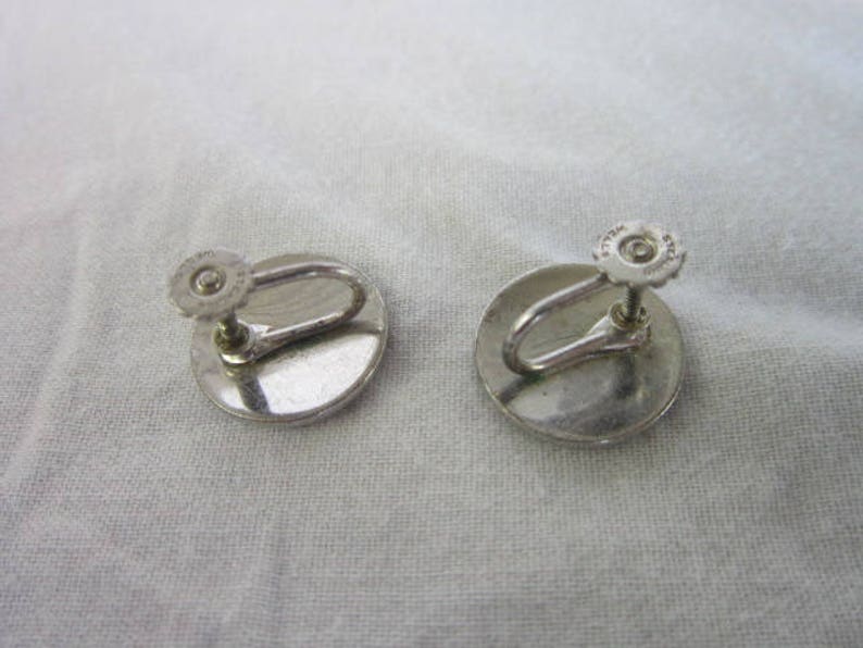 Vintage Designer Well/'s Retro Sterling Silver Disc Screw Back Earrings