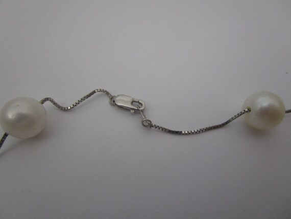 Vintage 14K White Gold & Real Pearl Beaded Neckla… - image 3