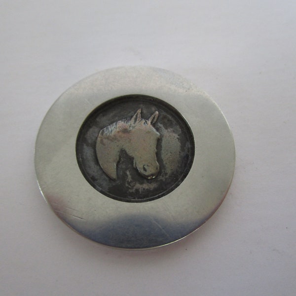 Vtg Mid Century Stainless Steel & Silver Heads Tails Coin