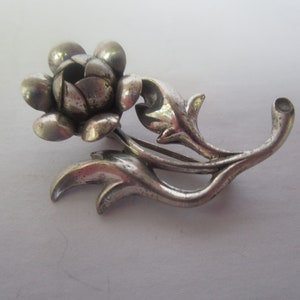Vtg Designer Beau Sterling Flower Brooch