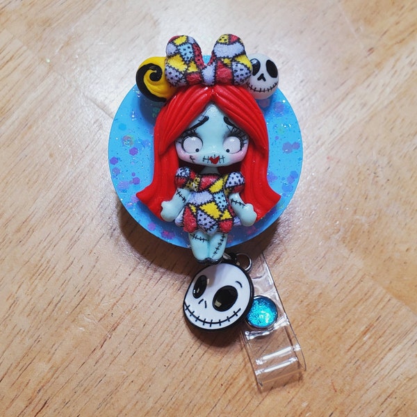 Sally inspired clay badge reel