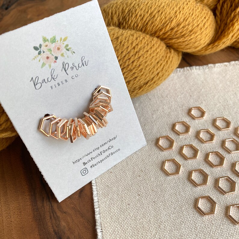 Hexagon Stitch Markers Set of 20 Rose Gold Etsy