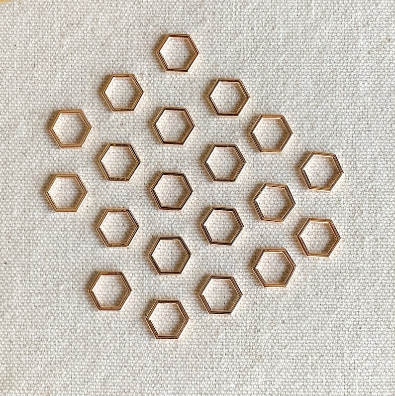 Hexagon Stitch Markers Set of 20 Rose Gold Etsy