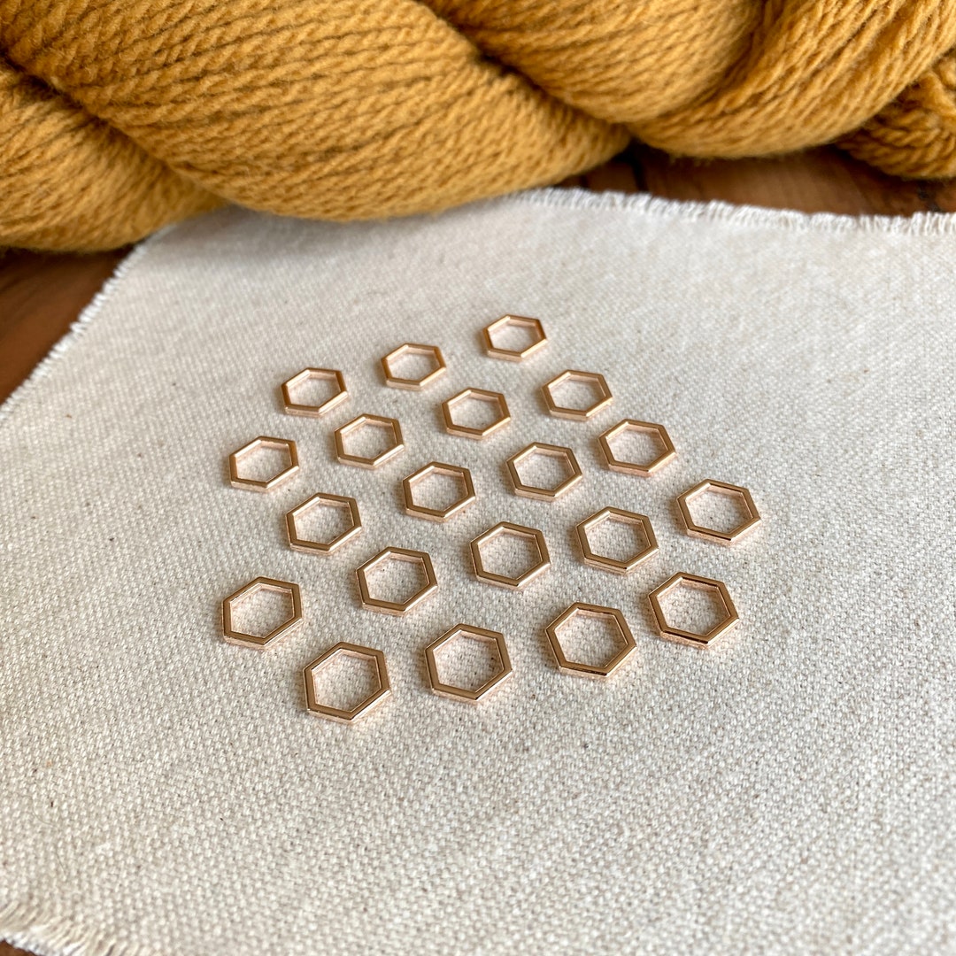 Hexagon Stitch Markers Set of 20 Rose Gold Etsy