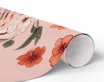 Papel de regalo floral, papel de regalo elegante, estampado floral vibrante, papel de regalo de cumpleaños, suministros de regalo ecológicos, decoración navideña