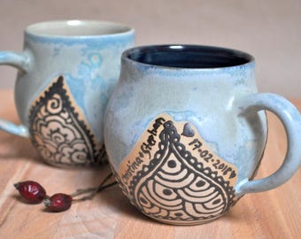 Hochzeitsgeschenke, Geschenke für Paare - Keramik Tassen Set, Sonderanfertigung getöpfert - Auf Bestellung