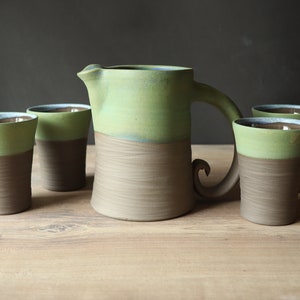 Ceramic Pitcher Jug, s-m-l, milk pitcher, water jug, wine pitcher, anthracite/dark brown forest colors, handmade