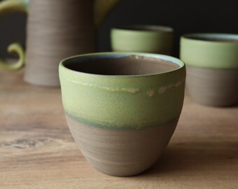 Handmade charcoal-color/dark brown tea cup, small mug, ceramic stoneware, handthrown