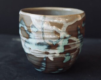 Handmade charcoal-color/dark brown tea cup, small cup, ceramic stoneware, handthrown