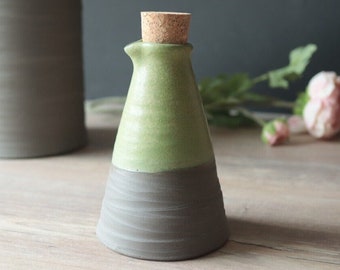 Ceramic cork jars containers, pottery jar, stoneware, forest colors