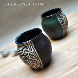 Stoneware Cup with Asian Flair, handmade, Designer Piece