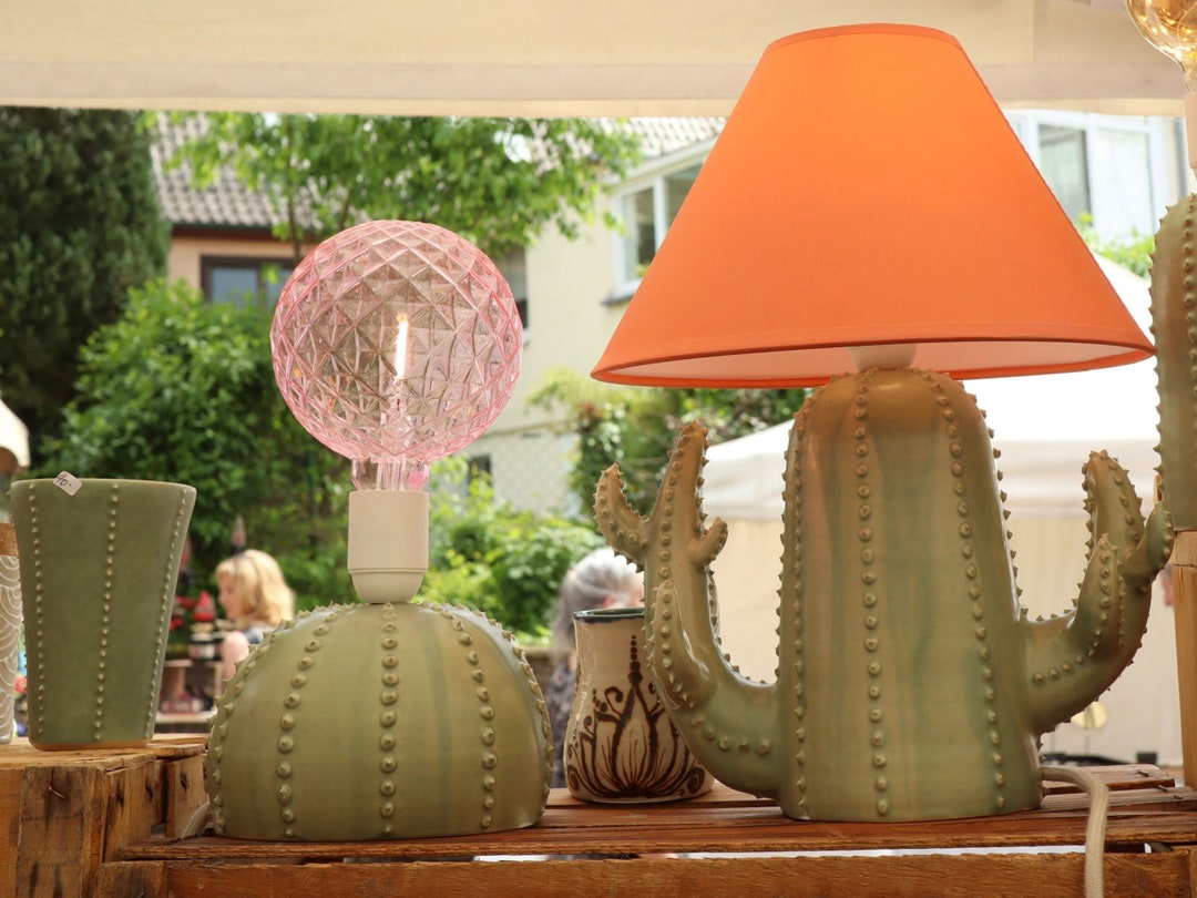 Ceramic Cactus Lamp, Table Lamp, Unique, LED E27, Handmade