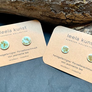 Turquoise Porcelain Earrings | Ceramic Ear Studs, Turquoise Gemstone, White Porcelain, handcrafted jewelry, silver plated