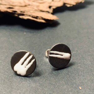 Minimalist Zen Style Porcelain Jewelry | Ceramic Ear Studs, handcrafted, earrings silverplated image 4