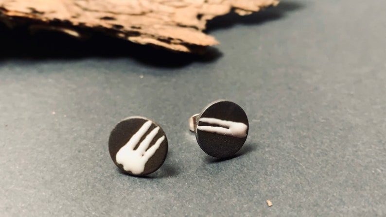 Minimalist Zen Style Porcelain Jewelry | Ceramic Ear Studs, handcrafted, earrings silverplated image 4