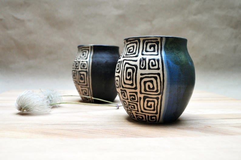 Stoneware Cup with Asian Flair, handmade, Designer Piece image 7